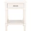 Distressed White Pinewood Accent Table with Storage