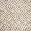 Ivory and Gray Geometric Shag Square Area Rug