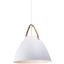 Tan Leather and White Aluminum Pendant Light