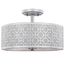 Modern Chrome Drum 15.5" Incandescent Flush Mount Ceiling Lamp