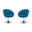 Set of 2 Blue Wool Blend Adjustable Height Chairs with Polished Chrome Base