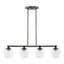 Sleek Black Chrome Linear Chandelier with Clear Glass Shades