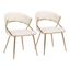 Cream Velvet and Gold Steel Upholstered Dining Chairs - Set of 2