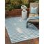 Coastal Breeze Light Aqua and Ivory Striped 7x10 Outdoor Rug