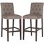 Transitional Espresso and Dark Taupe Bar Stools with Silver Nailheads (Set of 2)