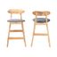 Grey Fabric and Natural Brown Wood 2-Piece Counter Stool Set