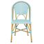 Teal and Light Brown Transitional Side Chair in Faux Bamboo and Wicker