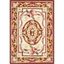 Ivory and Burgundy Floral Hand-Knotted Wool Area Rug