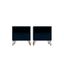 Midnight Blue MDF 1-Drawer Nightstand Set with Metal Legs