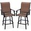 Brown Outdoor Swivel Bar Stools with Mesh and Steel Frame, Set of 2