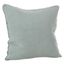 Blue-Grey Linen Square Throw Pillow with Pom-Pom Fringe