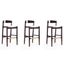 Danish Modern Ivory Faux Leather Beech Wood Barstools - Set of 3