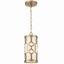 Aged Brass Mini Drum Pendant Light with Silk Shade