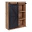 Rustic Brown and Black Wood Wall Storage Cabinet with Sliding Barn Door