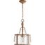 French Umber Glass Drum Pendant Light with Clear Seeded Shade