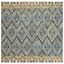 Handmade Boho Chic Blue Geometric Square Wool Rug 7'