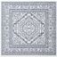 Ivory and Navy Square Oriental Synthetic Area Rug 6'x6'