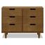 Walnut Pine Double Dresser with Six Drawers