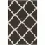 4' x 6' Dark Grey and Ivory Geometric Shag Rug