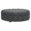 Elysian Dark Gray Linen Round Tufted Ottoman with Eucalyptus Wood