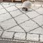 Ivory and Grey Moroccan Trellis Shag Area Rug