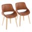 Camel Faux Leather and Natural Wood Upholstered Chair Set