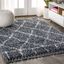 Handmade Denim Blue & Cream Moroccan Geometric Shag Rug 4' x 6'