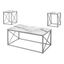 White Marble and Silver Metal 3-Piece Coffee and End Table Set