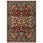 Red and Blue Floral Synthetic Rectangular Area Rug