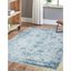 Reversible Easy-Care Light Blue Synthetic Rectangular Rug