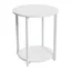 White Round Minimalist End Table with Metal Frame and Shelf