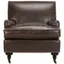 Antique Brown Faux Leather Accent Chair with Wood Legs