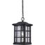 Mystic Black Glass Outdoor Hanging Lantern with Bronze Frame