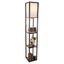 Brown 3-Tier Etagere Shelf Floor Lamp with White Shade