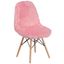 Retro Chic Light Pink Faux Fur Accent Chair with Beechwood Base