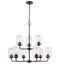 Moven 9-Light Rubbed Bronze Chandelier with Seeded Glass Shades