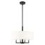 Mini Meridian Black Steel 4-Light Drum Pendant Chandelier