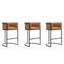 Modernist Camel & Black Metal Barstools - Set of 3