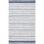 Ivory and Navy Striped Wool Cotton 8' x 10' Area Rug