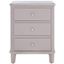 Transitional White Wood and Metal Nightstand with 3 Storage Drawers