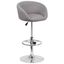 Gray Fabric Adjustable Height Swivel Barstool with Chrome Base