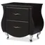 Erin 25.7" Modern Black Faux Leather 2-Drawer Nightstand