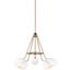 Satin Bronze and Matte White 5-Light Chandelier with Steel Shades