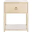 Antique White Acacia Wood Nightstand with Gold Accents