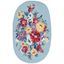 Blue Floral Tufted Wool Oval Rug 6' x 9' - Handmade Non-Slip