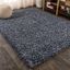 Denim Blue Rectangular Shag 4' x 6' Synthetic Area Rug