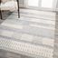 Gray and Cream Geometric High-Low Shag Area Rug