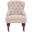 Modern Taupe Linen Arm Chair with Cherry Mahogany Legs