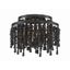 Matte Black Glass and Wood Bead 3-Light Chandelier