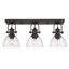 Hines Transitional 3-Light Semi-Flush in Rubbed Bronze with Seeded Glass